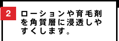 2 ローションや育毛剤を角質層に浸透しやすくします。