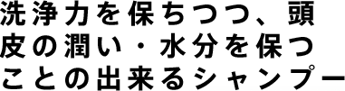 洗浄力を保ちつつ、頭皮の潤い・水分を保つことの出来るシャンプー