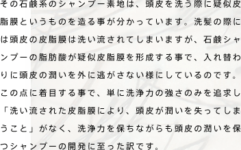 洗浄力を保ちつつ、頭皮の潤い・水分を保つことの出来るシャンプー